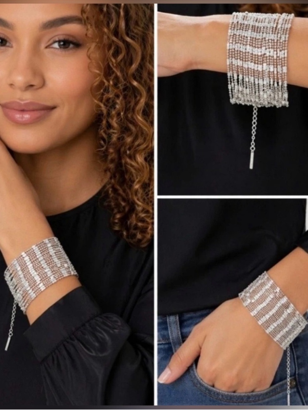 Plunder Design Ainsley Silver Tone Multi Strand Chain Bracelet - NEW